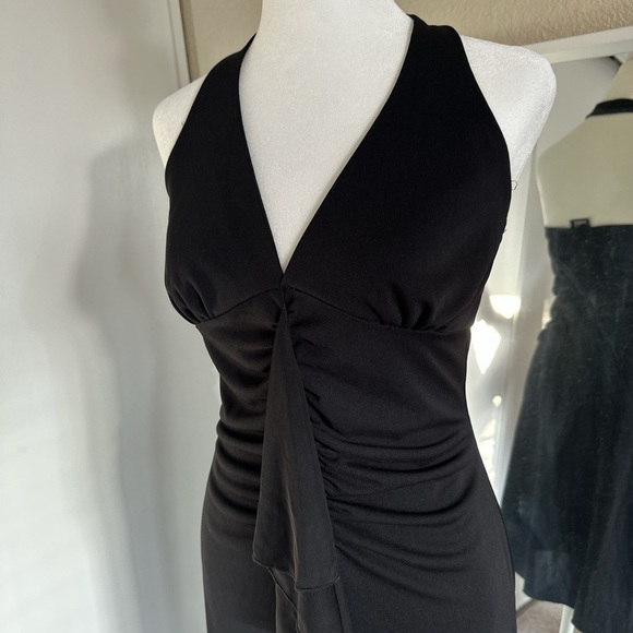 Taboo y2k Black halter Backless Dress with Ruffle Accent size Medium - Picture 2 of 4